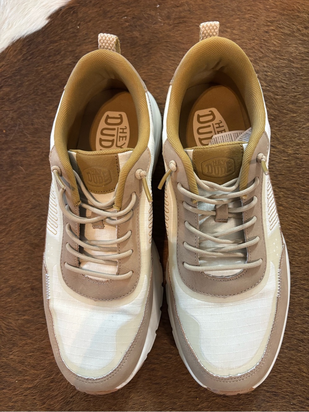 Hey Dude Tan & Cream Lightweight Sneakers